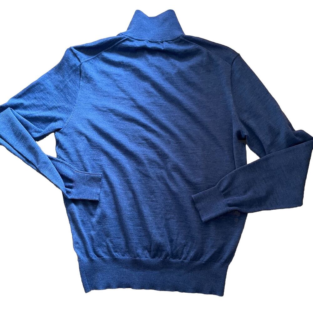 Polo Ralph Lauren Merino Wool Quarter Zip Sweater Heathered Blue M Italian Yarn - Picture 8 of 16